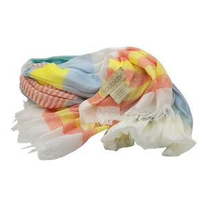NWOT SOUTACHE Modal Silk Blend Multicolor Stripe Raw Hem Scarf